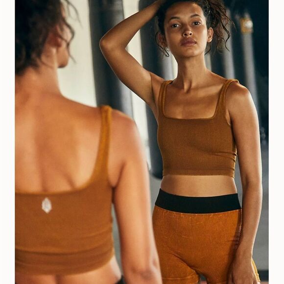 Free People Movement Happiness Runs Square Neck Crop Tank - Picture 2 of 10